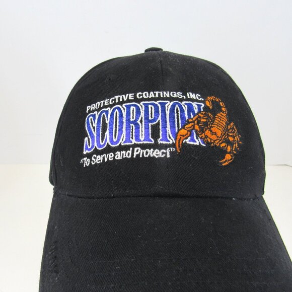 Scorpion Protective Coatings Inc Men's Black Adjustable Strap Back Cap Hat - Picture 1 of 9